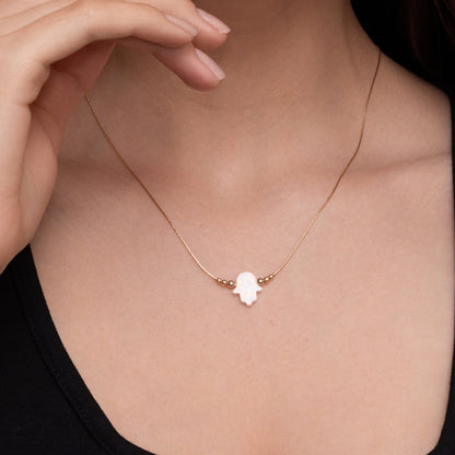 Delicate Opal Hamsa Necklace - Choose Silver or Gold-Filled for a Dainty Look