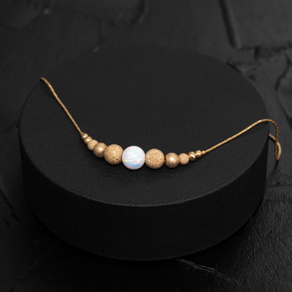 Refined and Minimalistic Silver or Gold-Filled Bracelet with Opal Accent