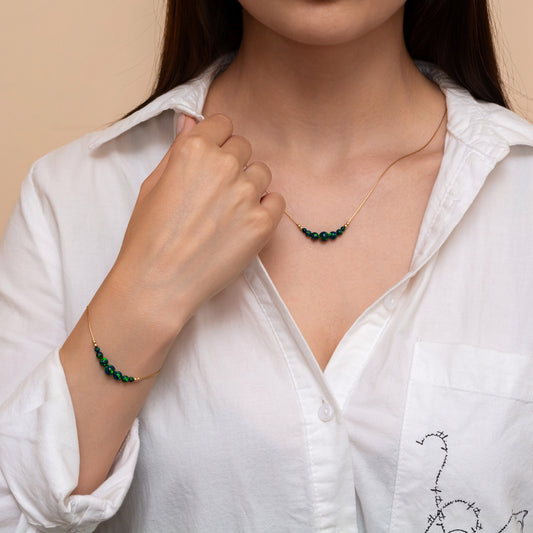 Beautiful Opal Bead Necklace and Bracelet Set - Choose Silver or Gold-Filled for a Refined Look - TitaniumFashion