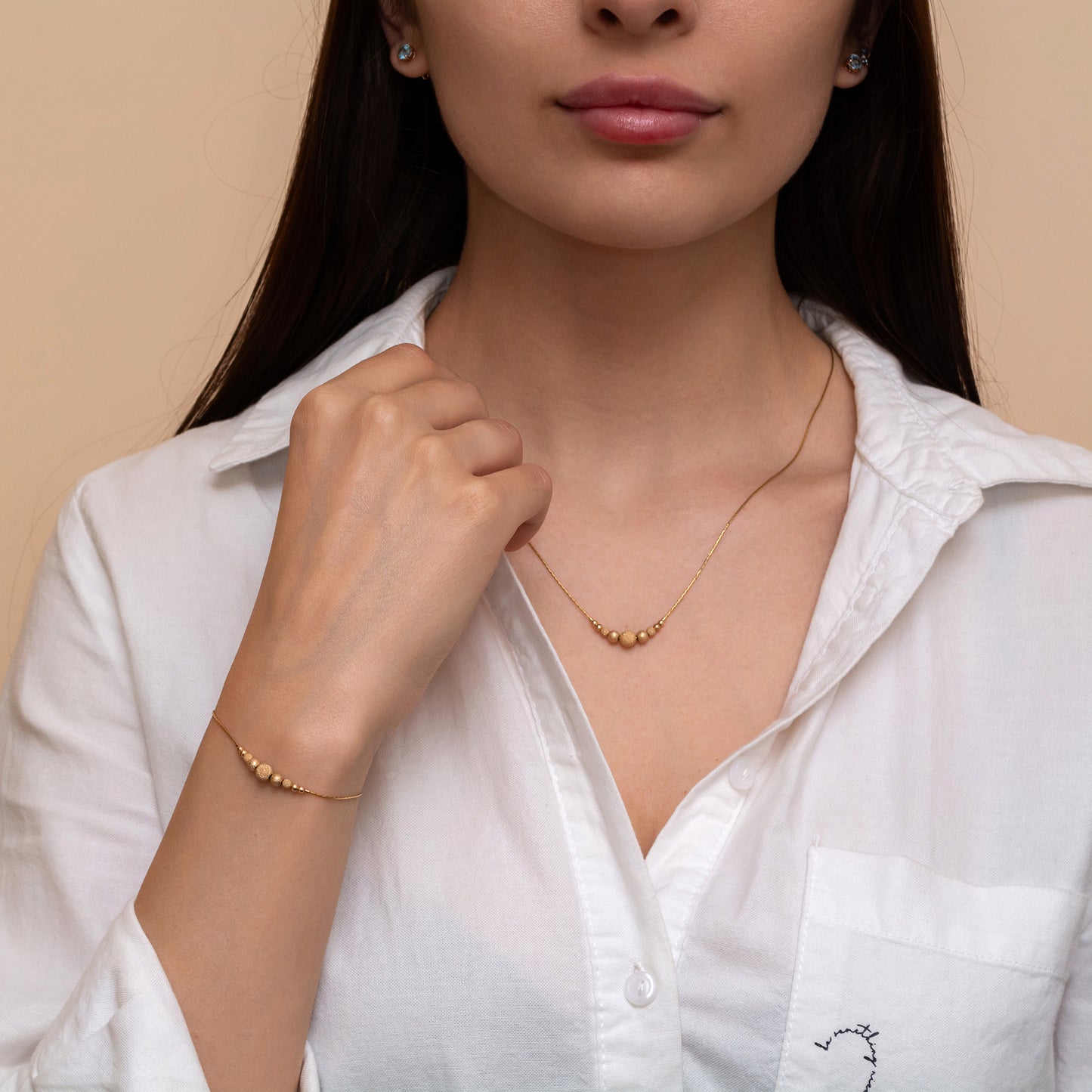 Beautifully Crafted Silver or Gold-Filled Necklace and Bracelet Set with Exquisite Beads