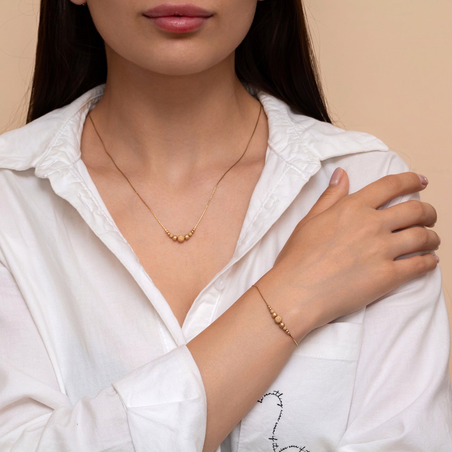 Beautifully Crafted Silver or Gold-Filled Necklace and Bracelet Set with Exquisite Beads