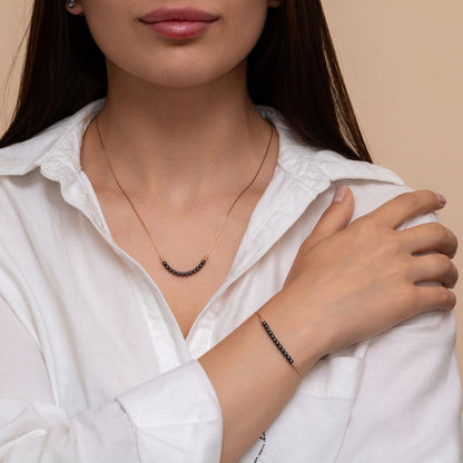 Stunning Silver or Gold-Filled Necklace and Bracelet Set with Dainty Hematite Beads