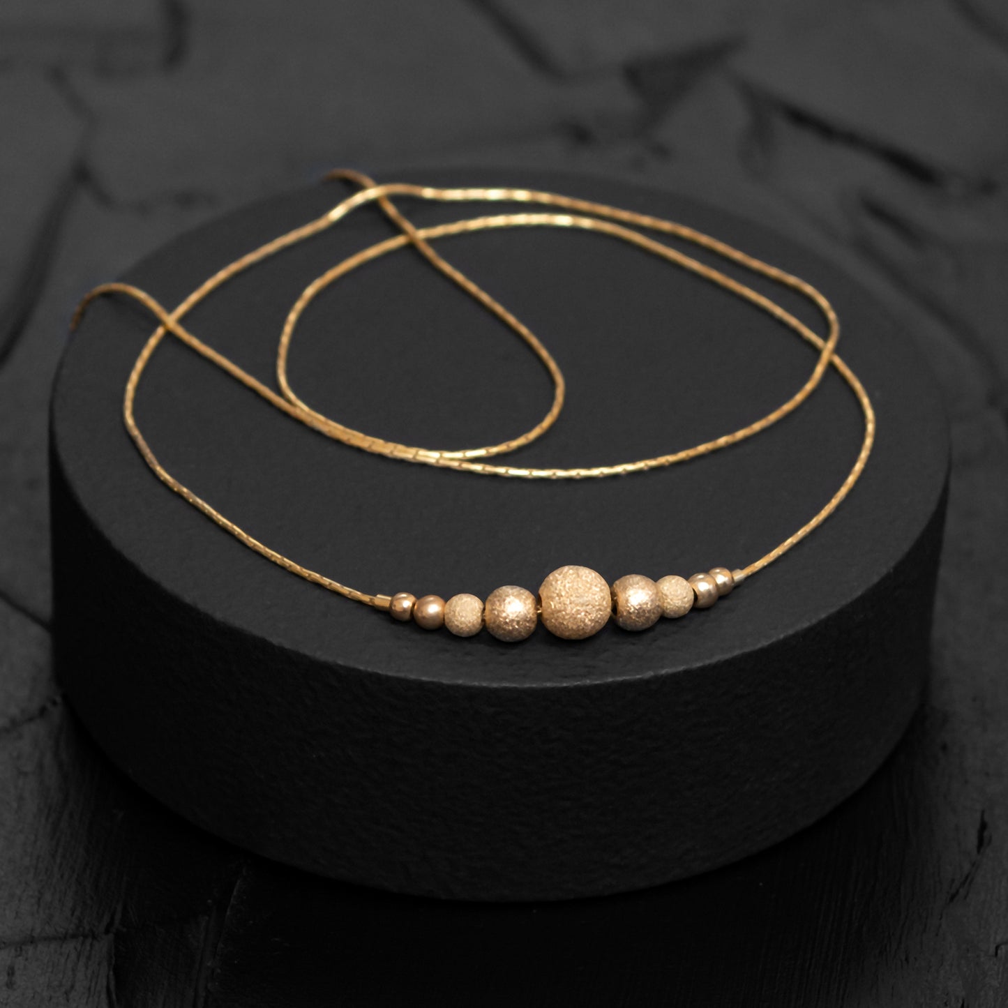 Modern Bead Necklace in Elegant Silver or Gold-Filled