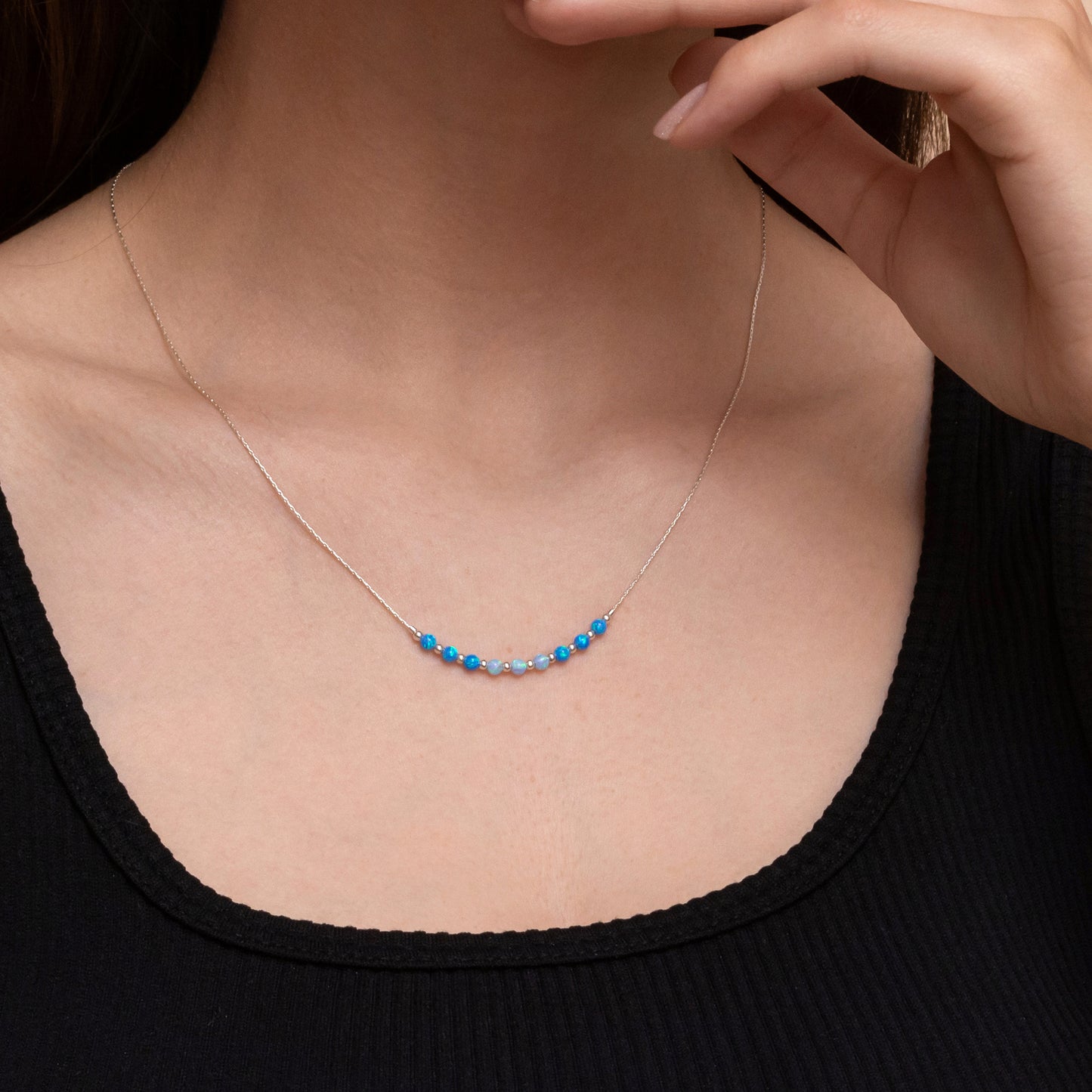 Refined and Minimalistic Silver or Gold-Filled Necklace with Opal Accents