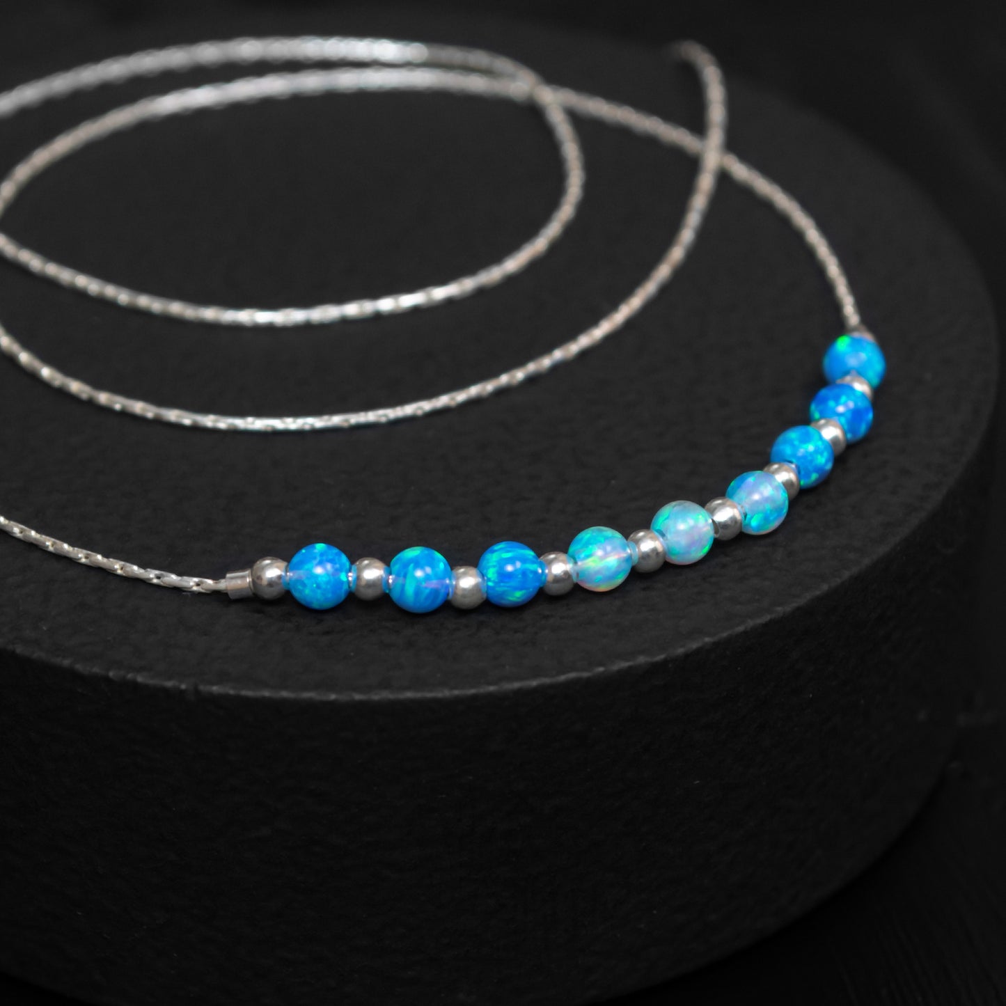 Refined and Minimalistic Silver or Gold-Filled Necklace with Opal Accents