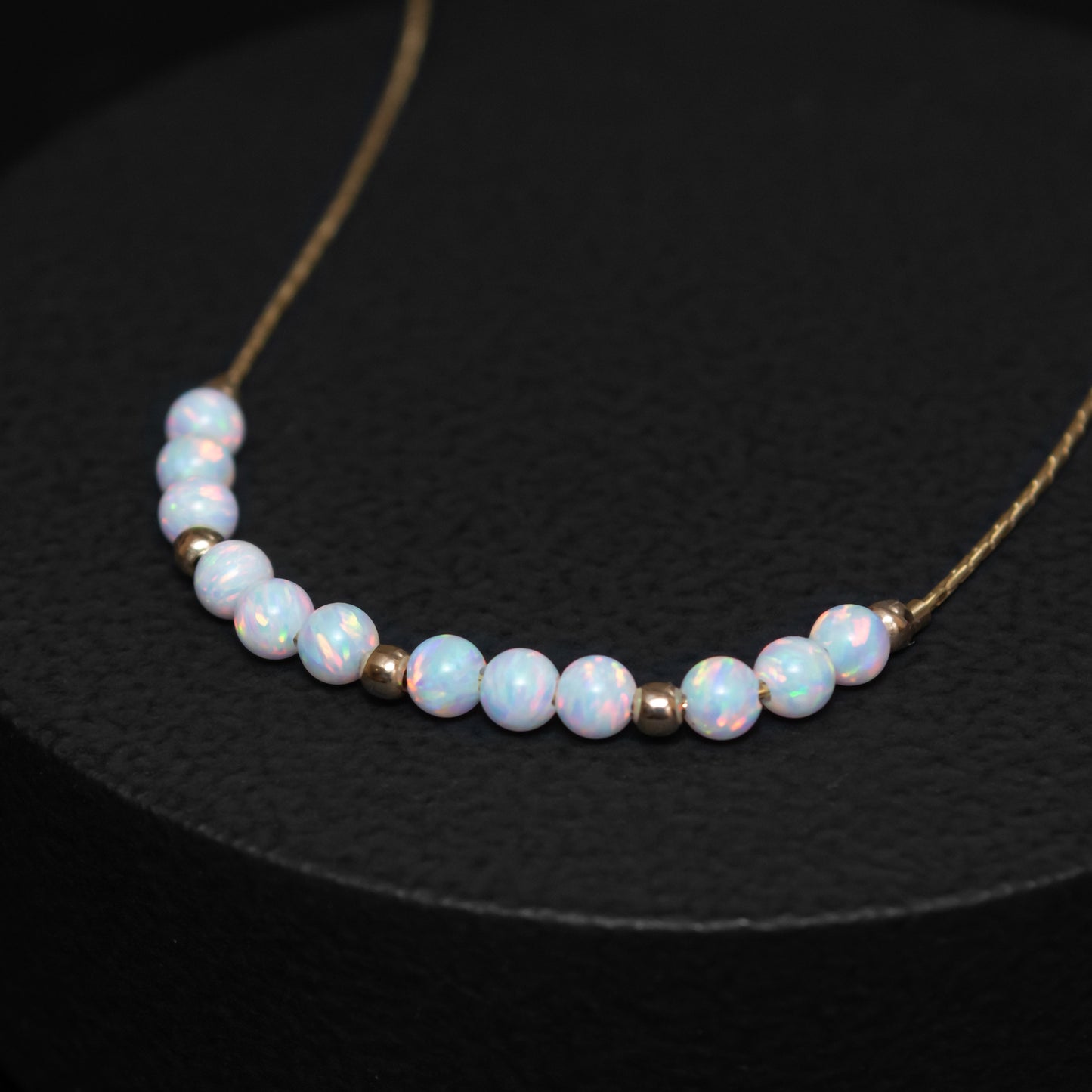 Modern and Tiny Opal Bracelet in Luxurious Silver or Gold-Filled