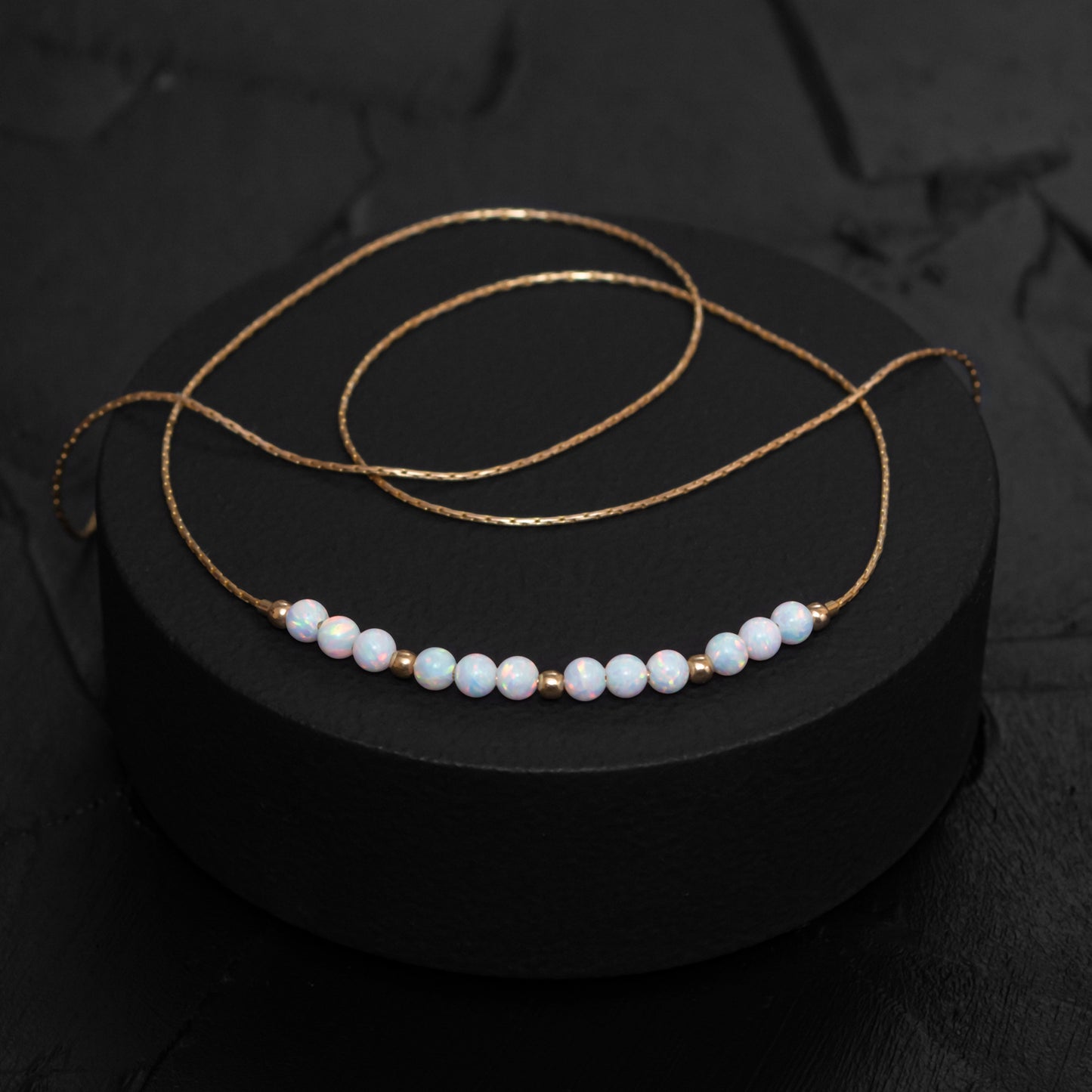 Elegant Custom Silver or Gold-Filled Necklace with Dainty Opal Beads