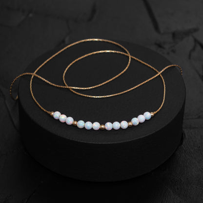 Elegant Custom Silver or Gold-Filled Necklace with Dainty Opal Beads