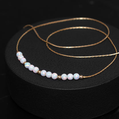 Elegant Custom Silver or Gold-Filled Necklace with Dainty Opal Beads