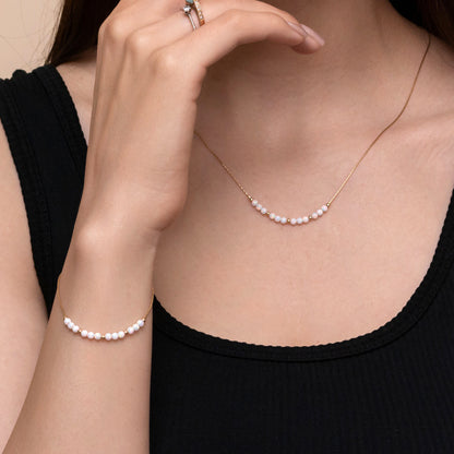 Delicate Opal Bead Necklace and Bracelet Set - Choose Silver or Gold-Filled for a Dainty Look