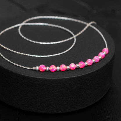 Elegant Opal Bead Necklace - Customizable in Silver or Gold-Filled