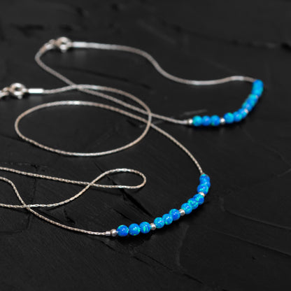 Delicate Silver or Gold-Filled Necklace and Bracelet Set with Beautiful Opal Beads