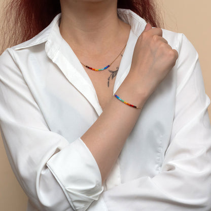 Exquisite Silver/Gold-Filled Necklace and Bracelet Set with Tiny Opal Accents