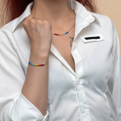 Exquisite Silver/Gold-Filled Necklace and Bracelet Set with Tiny Opal Accents