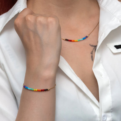 Exquisite Silver/Gold-Filled Necklace and Bracelet Set with Tiny Opal Accents