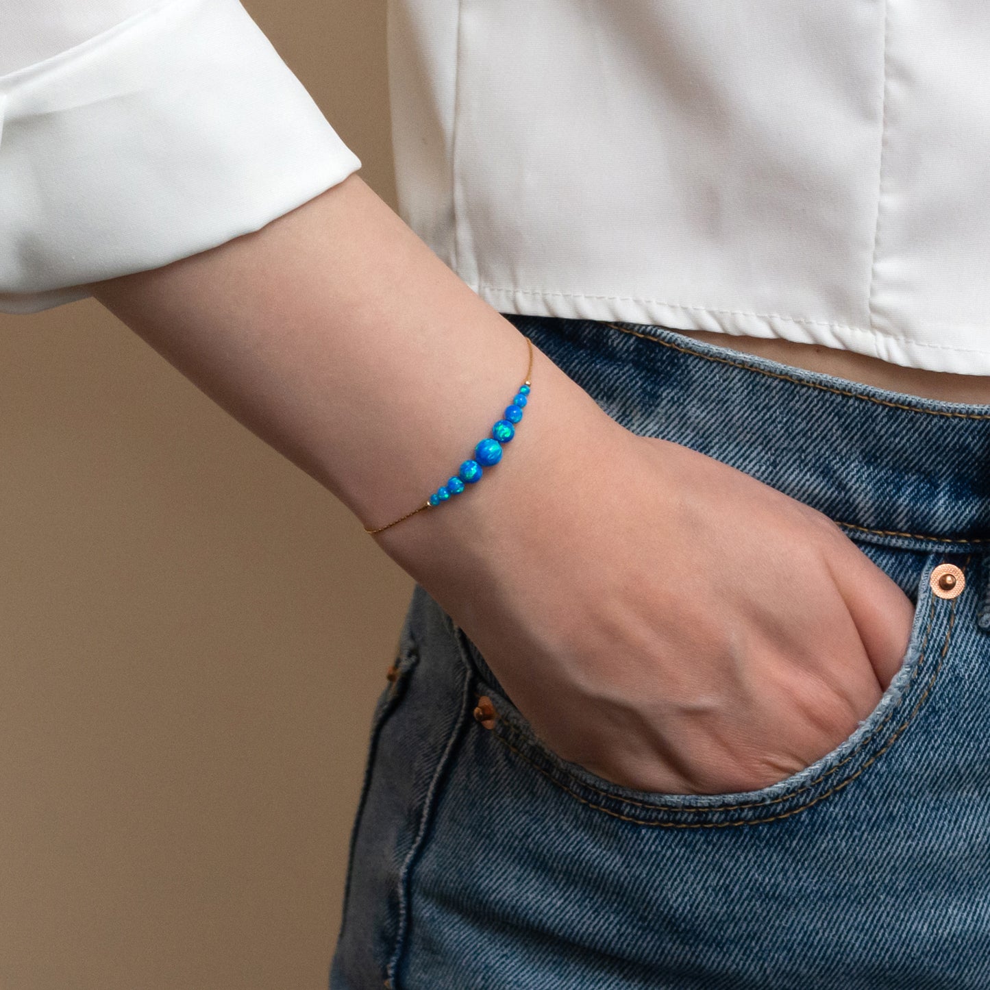 Refined Silver or Gold-Filled Bracelet with Elegant Opal Beads