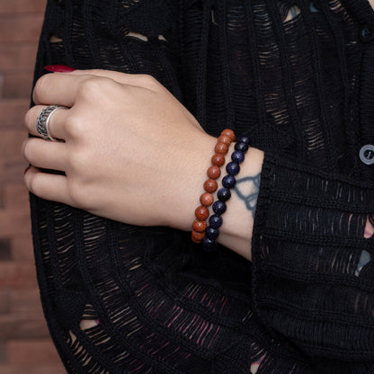 Blue Goldstone and Goldstone Bracelet Set for Women