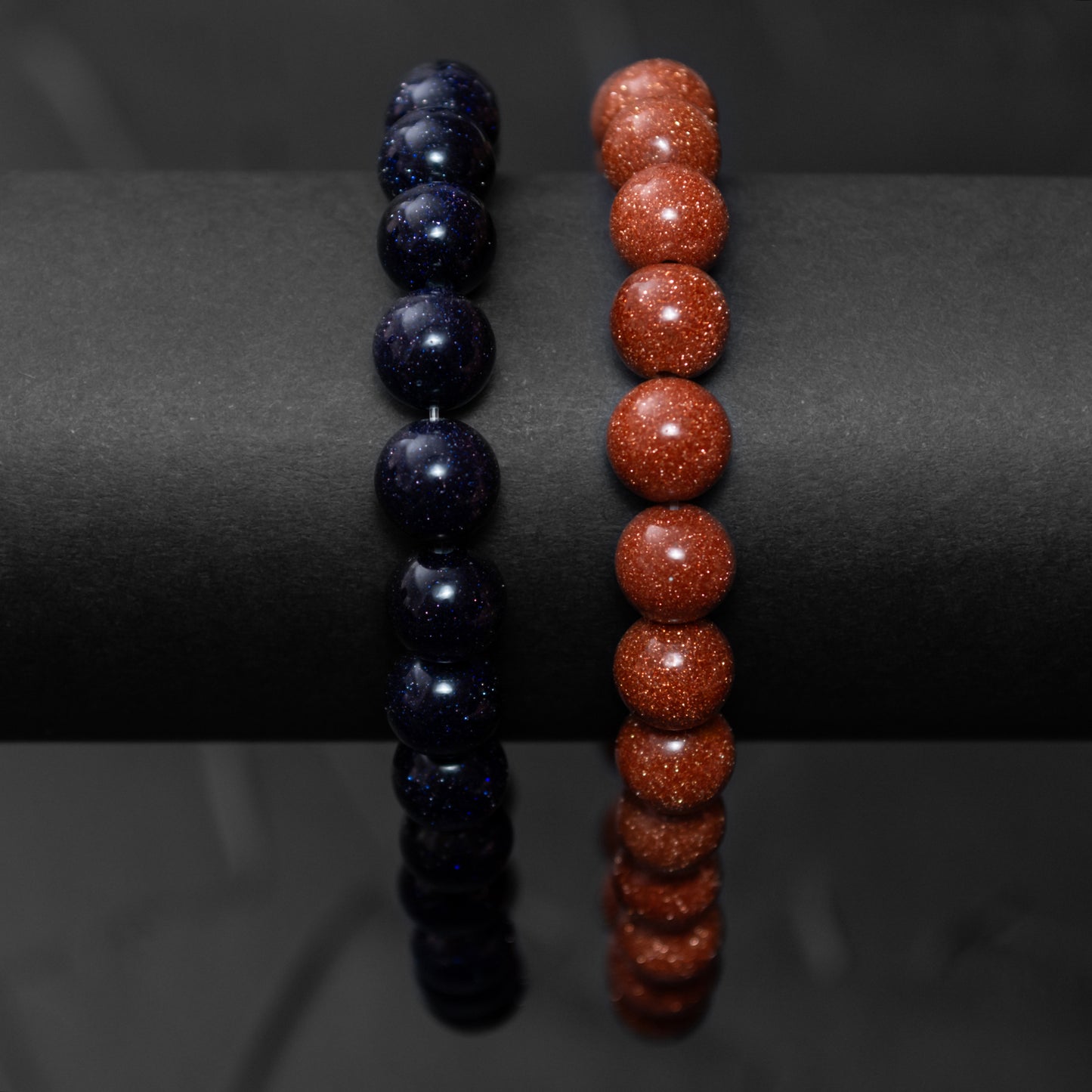 Blue Goldstone and Goldstone Bracelet Set for Men