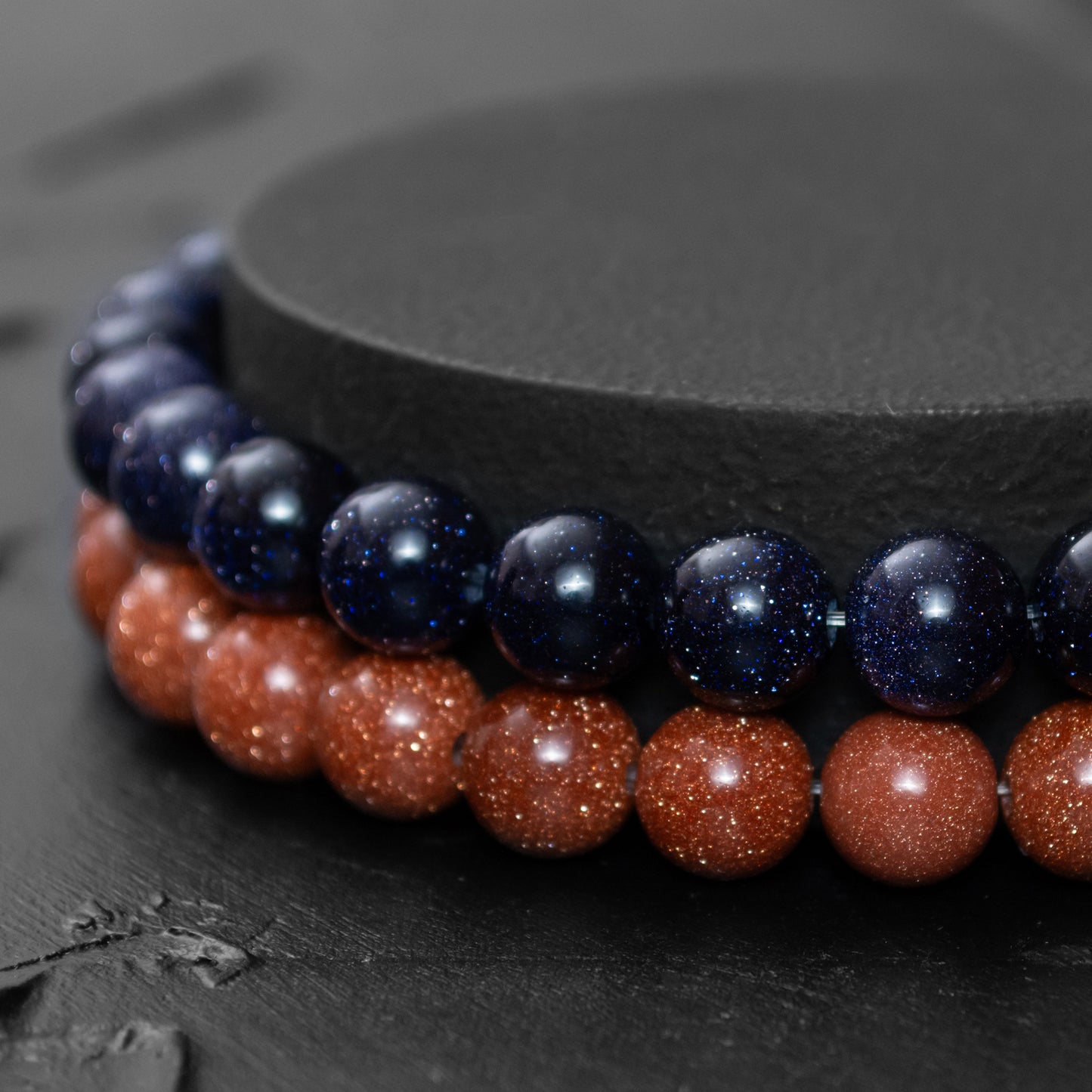 Blue Goldstone and Goldstone Bracelet Set for Men