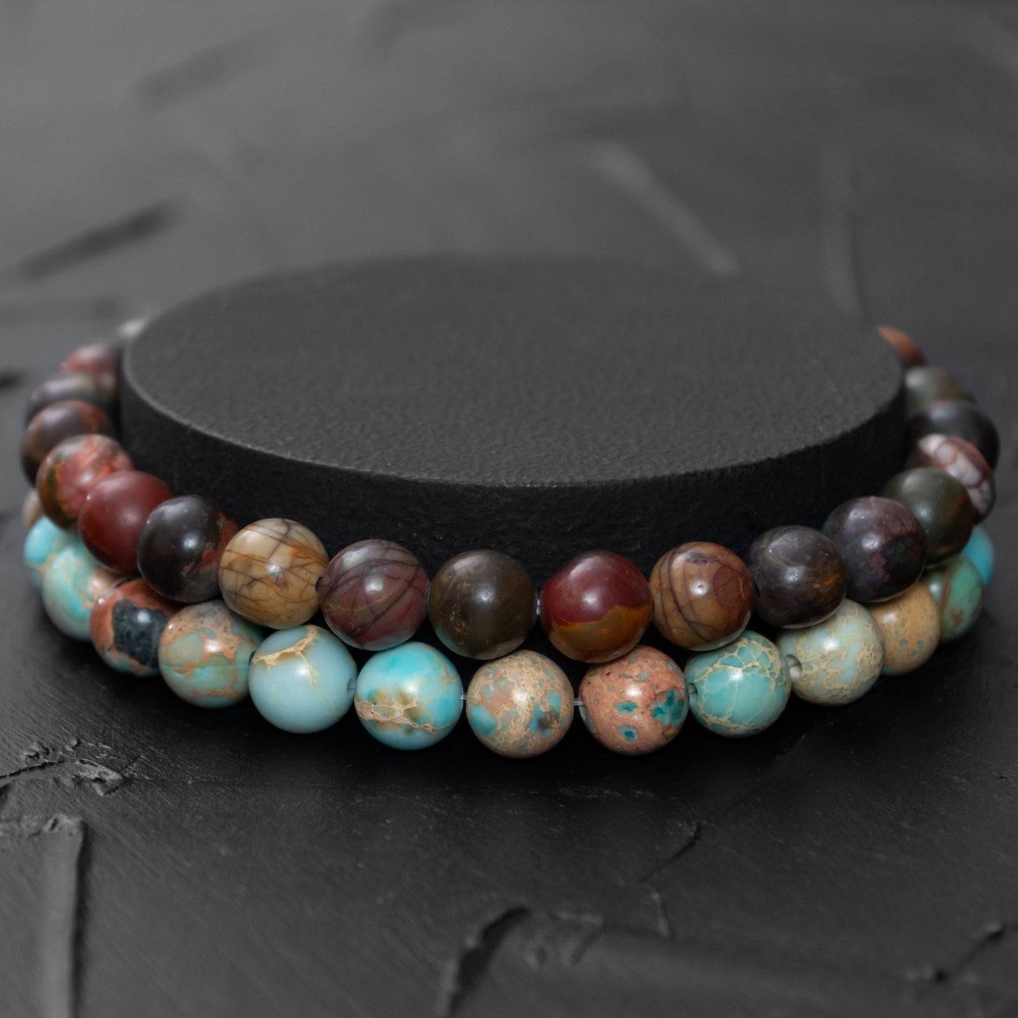 Polychrome Jasper and Imperial Jasper Bracelet Set for Men