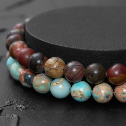 Polychrome Jasper and Imperial Jasper Bracelet Set for Men