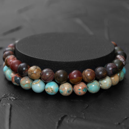 Polychrome Jasper and Imperial Jasper Bracelet Set for Women