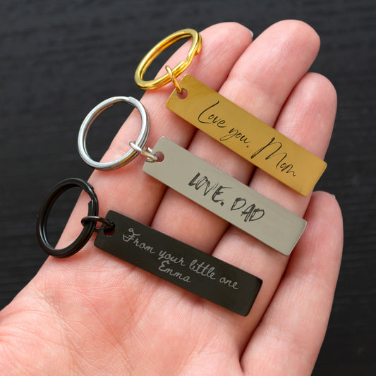Personalized Handwriting Keychain – Custom Engraved Keepsake Gift