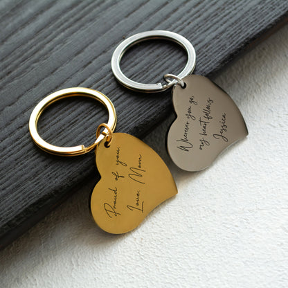 Handwriting Engraved Keychain – Custom Anniversary Keepsake