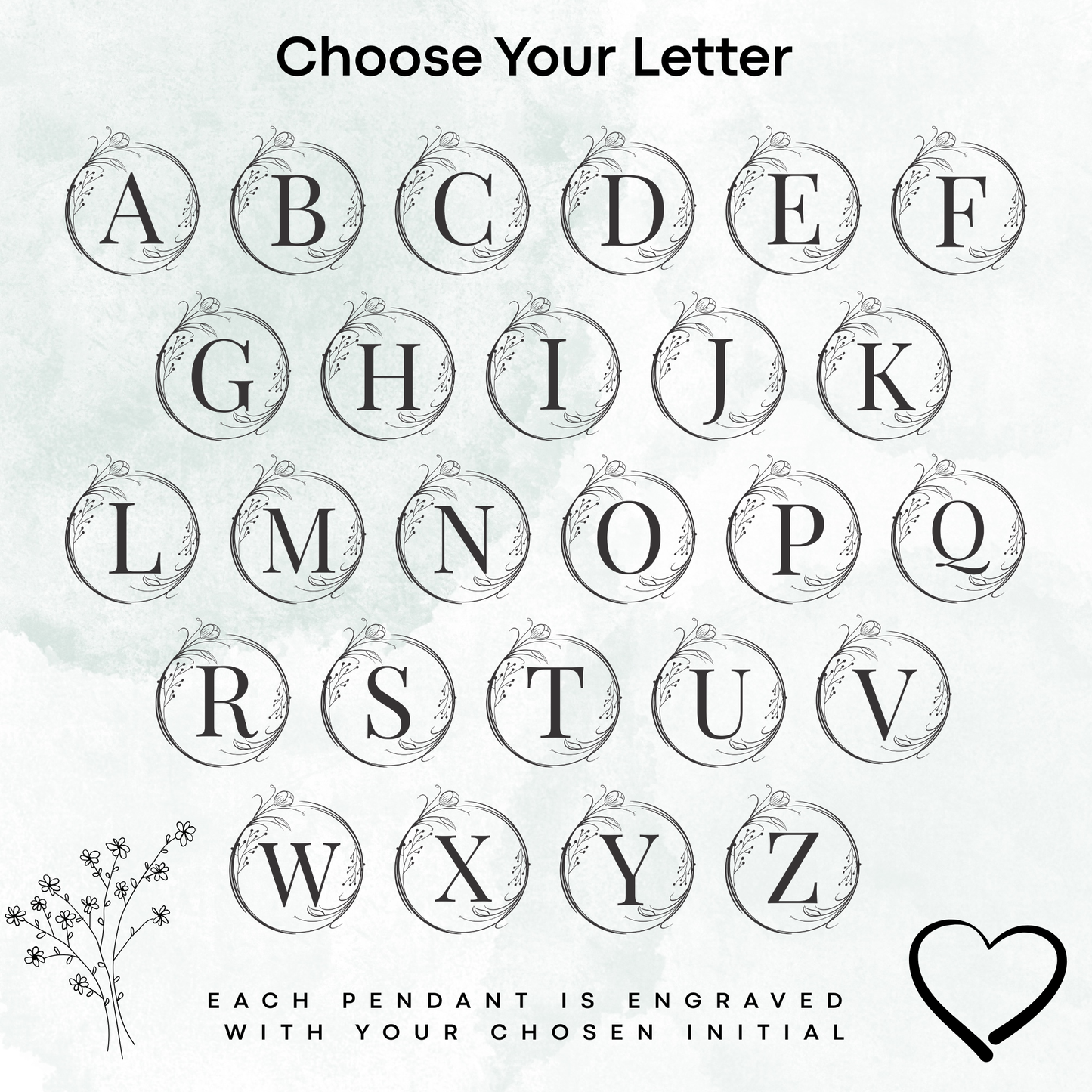 Custom Initial Necklace – Engraved Letter Pendant
