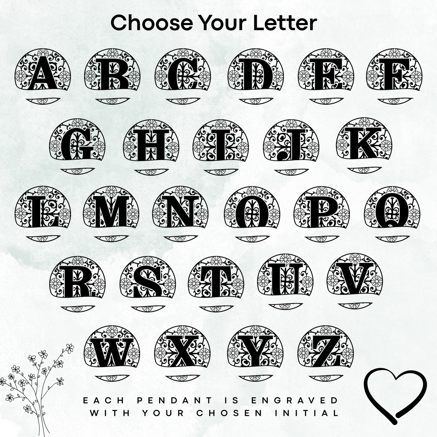 Custom Letter Necklace – Engraved Monogram Pendant