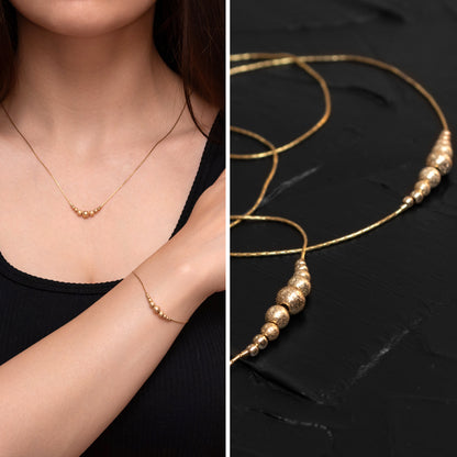 Refined Gold-Filled Necklace and Bracelet Set with Elegant Beads