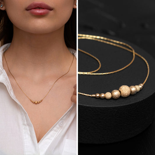 Modern Bead Necklace in Elegant Silver or Gold-Filled