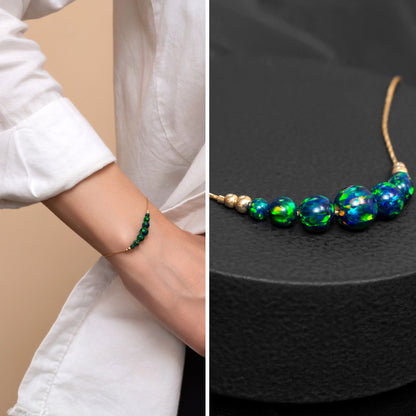 Timeless Silver or Gold-Filled Bracelet with Stunning Opal Beads - TitaniumFashion 