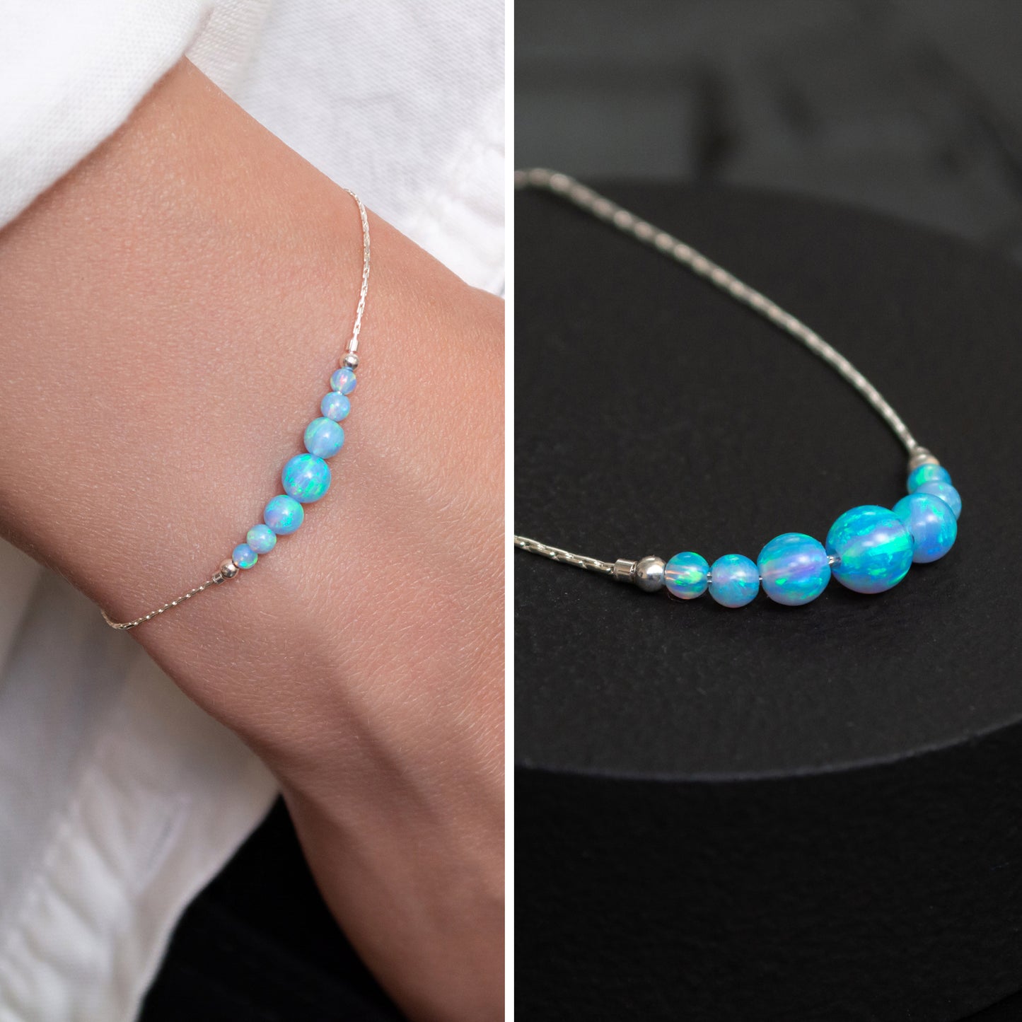 Stunning Silver or Gold-Filled Bracelet with Dainty Opal Beads