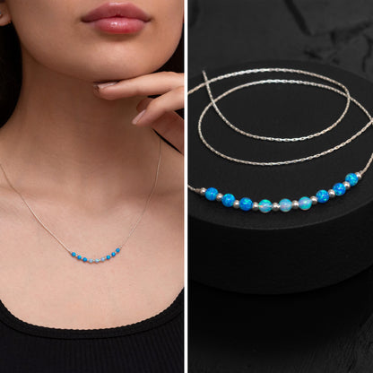 Refined and Minimalistic Silver or Gold-Filled Necklace with Opal Accents