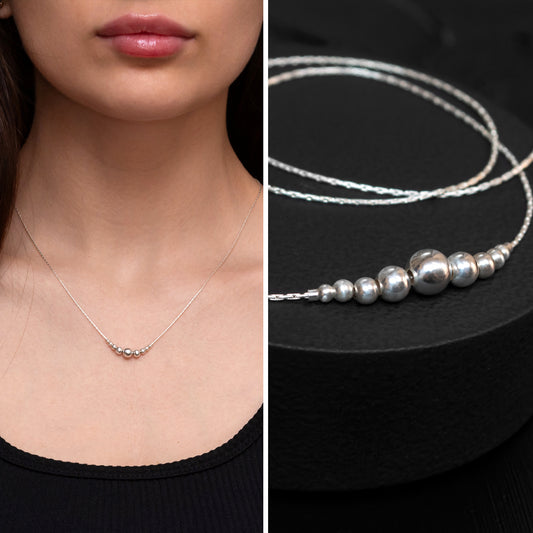 Delicate Bead Necklace - Choose Silver or Gold-Filled for a Dainty Look