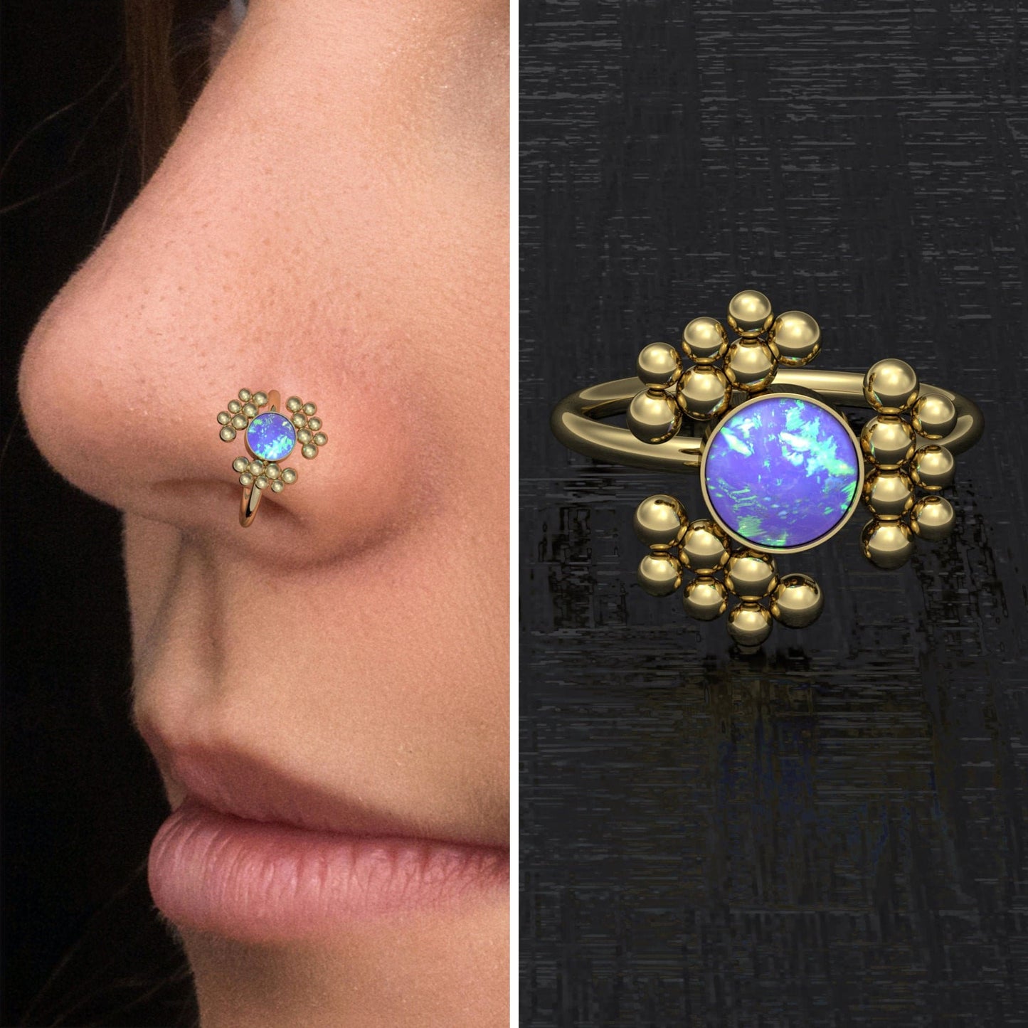 Surgical Steel Nose Hoop Opal - TitaniumFashion