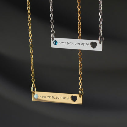 Custom Coordinates Necklace – Personalized Engraved Jewelry
