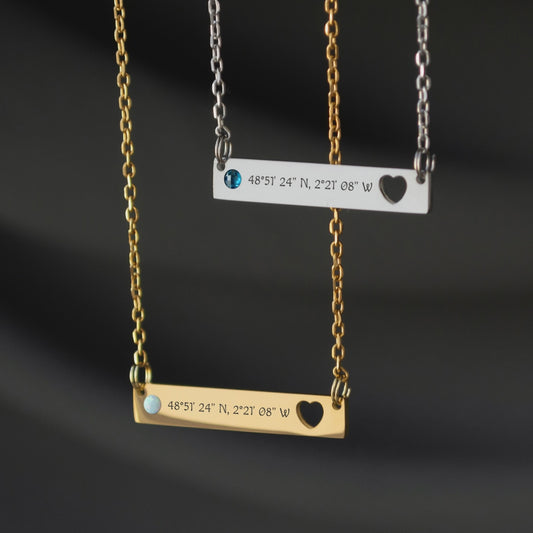 Custom Coordinates Necklace – Personalized Engraved Jewelry