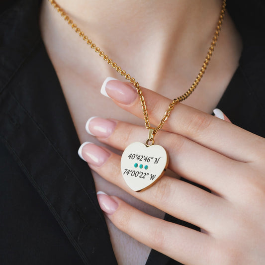 Custom Coordinates Necklace – Engraved Minimalist Pendant