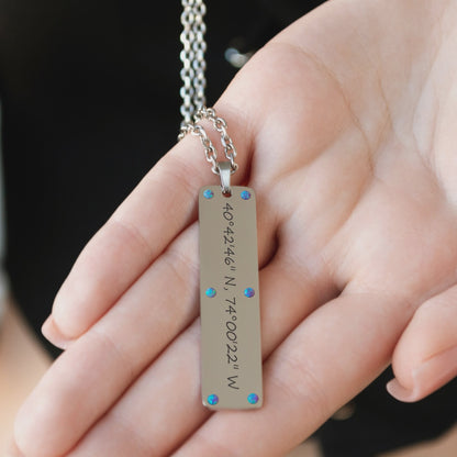 Personalized Coordinates Necklace – Custom Engraved Pendant
