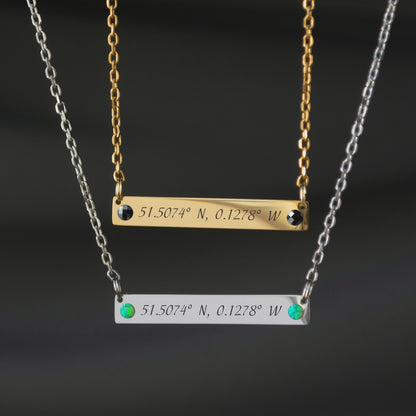Engraved Coordinates Necklace – Custom Stainless Steel Jewelry