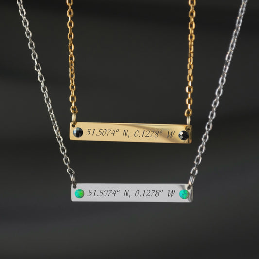 Engraved Coordinates Necklace – Custom Stainless Steel Jewelry