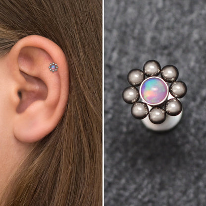 Opal Tragus Stud Surgical Steel - TitaniumFashion