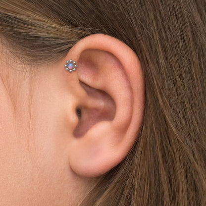 Opal Tragus Stud Surgical Steel - TitaniumFashion