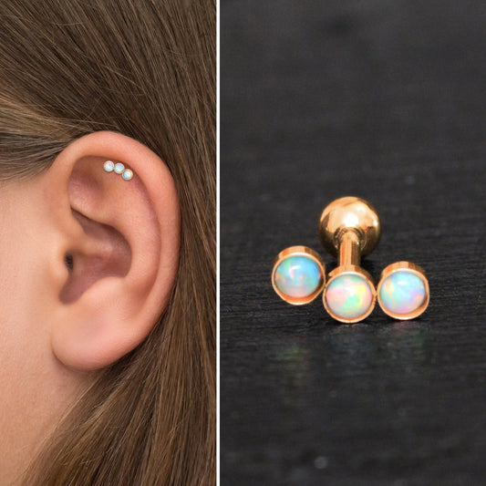 Opal Helix Curved Barbell Earring - TitaniumFashion