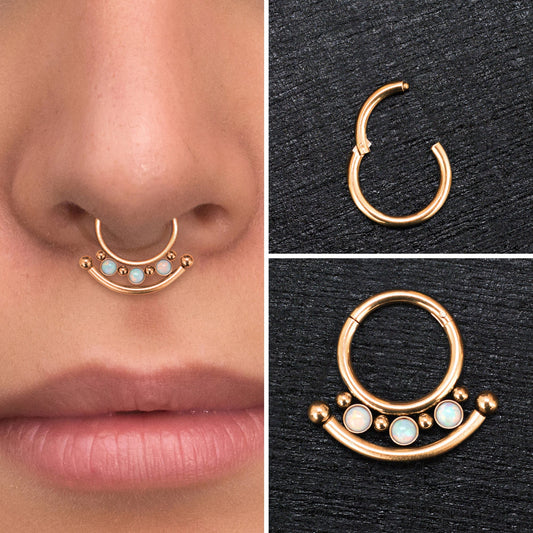 Opal Septum Ring Surgical Steel - TitaniumFashion