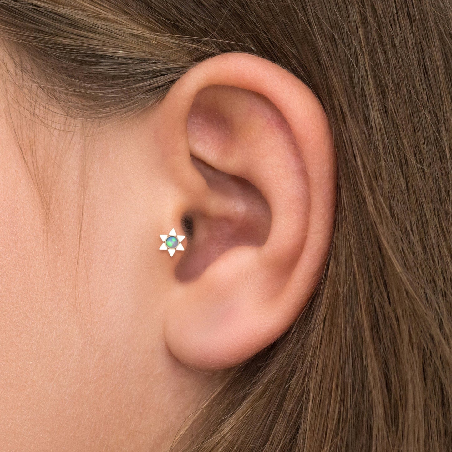 Opal Tragus Earring Surgical Steel - TitaniumFashion