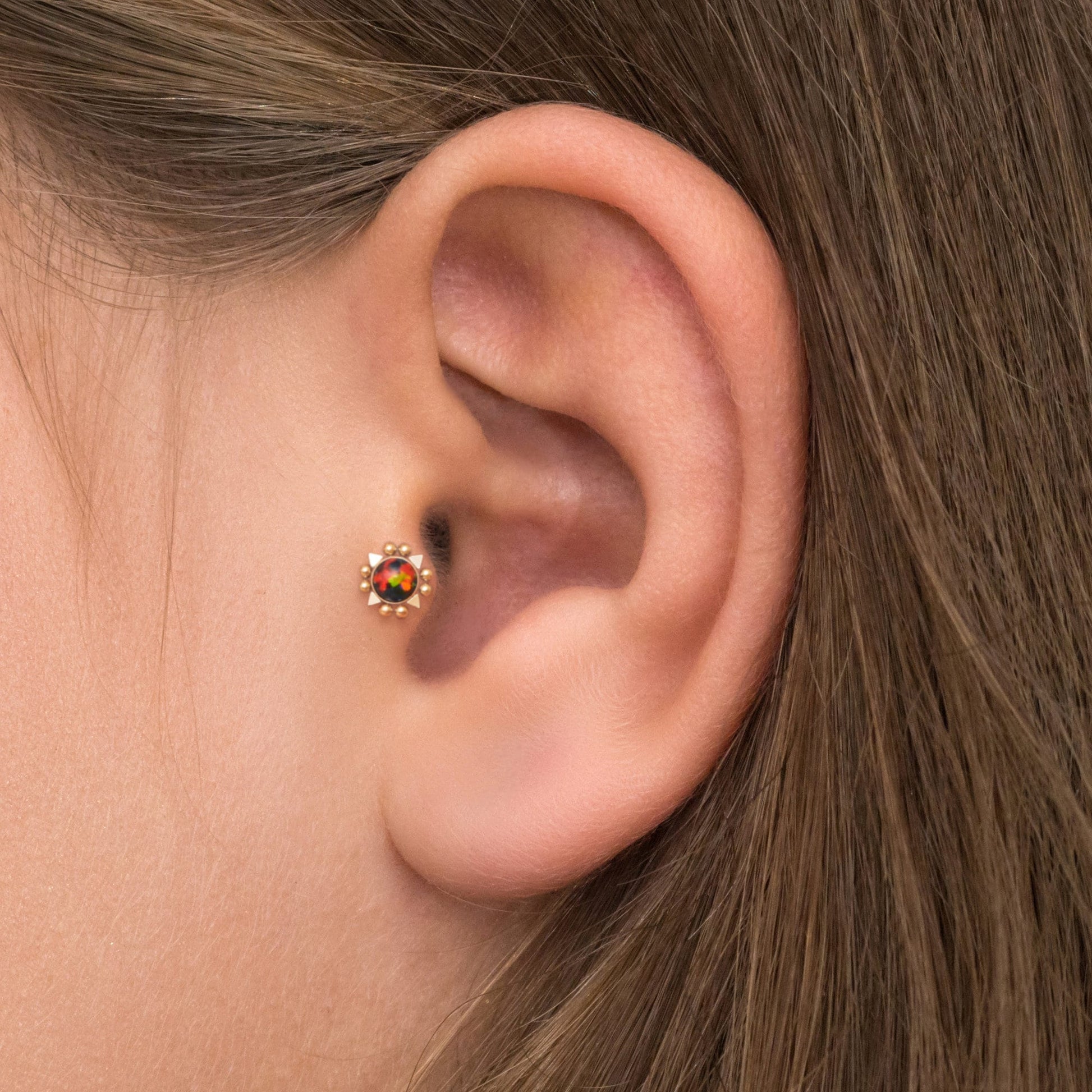 Opal Cartilage Piercing Surgical Steel - TitaniumFashion