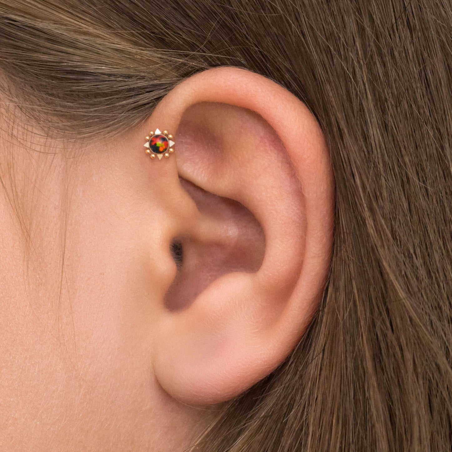 Opal Cartilage Piercing Surgical Steel - TitaniumFashion